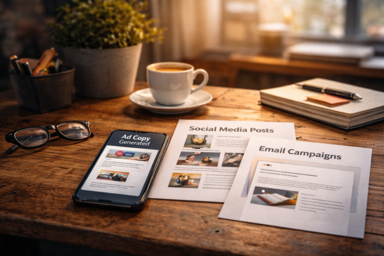 TryHolo.ai dashboard showing brand-aware AI marketing content generation